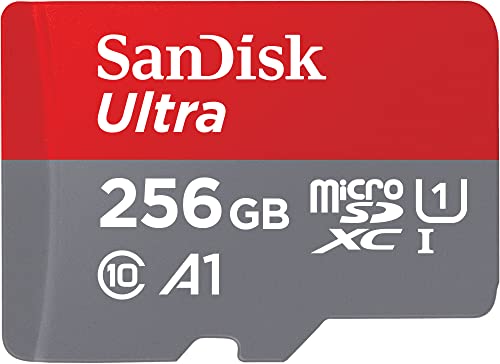 SanDisk 256GB Ultra microSDXC UHS-I Memory Card with Adapter - Up to 150MB/s, C10, U1, Full HD, A1, MicroSD Card - SDSQUAC-256G-GN6MA