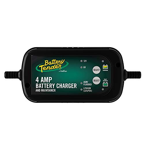Battery Tender 4 AMP Car Battery Charger and Maintainer: Switchable 6V / 12V, Automotive Battery Charger and Maintainer for Cars, Trucks, and SUVs, Lead Acid & Lithium Battery Charger - 022-0209-BT-WH