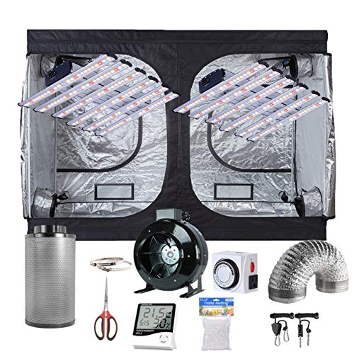 Oppolite Indoor Tent Complete Kit,Sunlike Full Spectrum 1800W LED Grow Light + 120X60X80600D Mylar Grow Tent Room + 8'' Inline Fan Air Carbon Filter Ventilation System for Indoor Growing