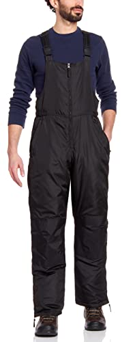 Bass Creek Outfitters Men's Snow Bib - Insulated Overall Ski Pants, Size Large, Black