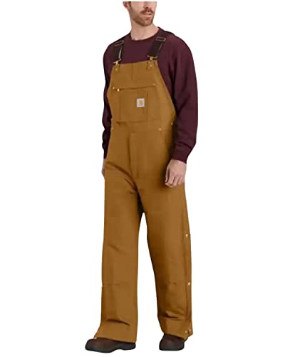 Carhartt Men's Loose Fit Firm Duck Insulated Bib Overall, Brown, 2X-Large/Short