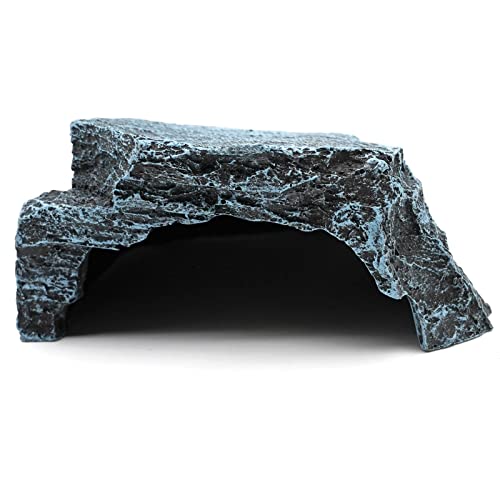 PAULOZYN Reptile Cave Resin Rock Basking Platform Hiding Habitat Fish Tank Decor Hideout Shelter Aquarium Ornament for Bearded Dragon Turtle Insect Frog Zoo