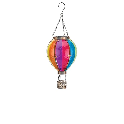 Hot Air Balloon Solar Lantern Sm Rainbow Purple Glass