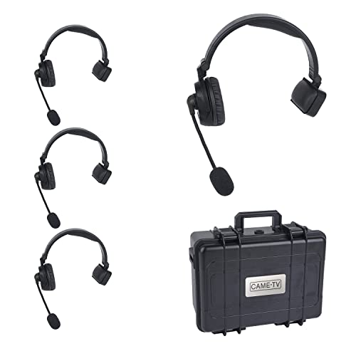 Came-TV Waero Wireless Intercom Headset Full Duplex Digital Communication System Distance Up to 1200ft (366 Meters) with Hardcase 4 Pack