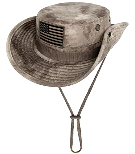 massmall Sun Hat for Men and Women UV Protection,Bucket Hat for Men with Strings,Boonie Hat for Men,Fishing Hat for Men/ACU Camo