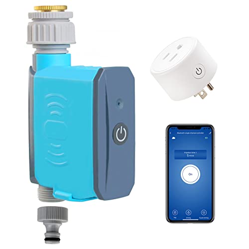 FRANKEVER Bluetooth Sprinkler Water Timer,Hose Watering Timer with WiFi Hub Plug Programmable Automatic Remote Control Irrigation System for Outdoor Garden Lawns (Bluetooth+ WiFi,DN20(3/4"))