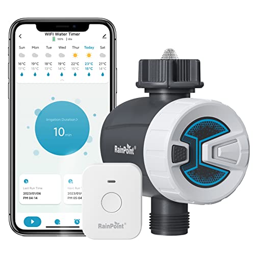 RAINPOINT WiFi Sprinkler Timer Water Timer, Smart Hose Faucet Timer, Automatic Irrigation System Controller for Yard Lawn Watering, APP Control via 2.4Ghz WiFi and Bluetooth (V2, 2023 Release)