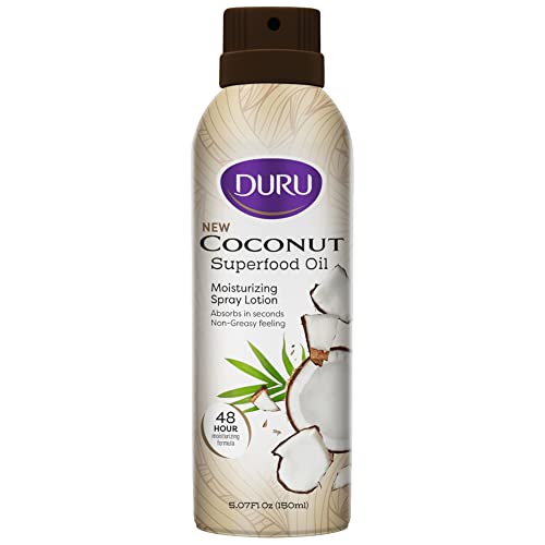 Duru Coconut Moisturizing Spray Lotion - Spray Moisturizer for Body Skin Care Products Coconut Oil Lotion for Dry Skin Repair 48 Hour Moisture Superfood Oils for Skin Body Lotion for Women Men Kids