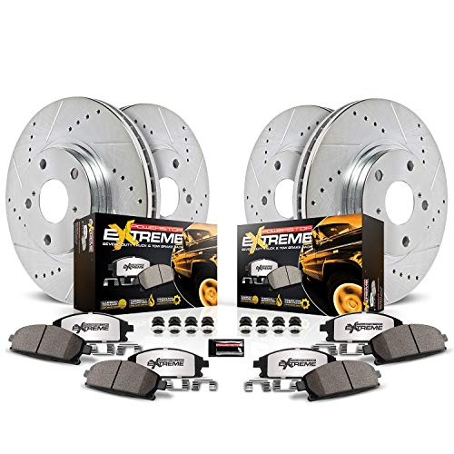 Power Stop K138-36 Front and Rear Z36 Truck & Tow Brake Kit, Carbon Fiber Ceramic Brake Pads and Drilled/Slotted Brake Rotors