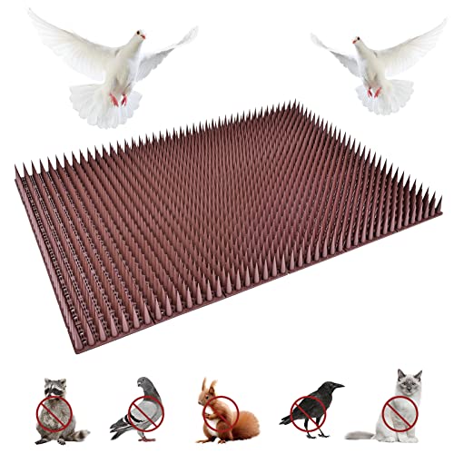 Bird Spikes, Plastic Bird Deterrent Spikes for Pigeons and Other Small Birds, Anti Bird Spikes for Outside to Keep Birds Away,Use for Outdoor, Roof and Railing (20 Pack) (Brown)