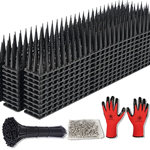 Bird Spikes 30 Packs Outdoor Cat and Bird Deterrent Spikes, Defender Spikes - Keep Pigeon, Cat & More Birds Away from Fences and Roof, Anti Theft Climb Strips (2023 Upgraded | 42.3 feet)