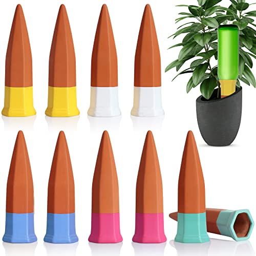 DeeCoo 10 Pack Plant Watering Devices, Self Watering Spikes, Plant Waterer Self Watering Terracotta Spikes Automatically Water Your Indoor and Outdoor Plants While On Vacation