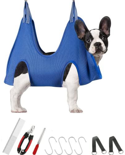 Badlands Trading LLC Pet Dog Grooming Hammock, Grooming Harness for Cats & Dogs, Pet Harness for Grooming, Nail Care, Pet Grooming Kit with Pet Comb, Dog Nail Clippers/Trimmers, Pet Nail File