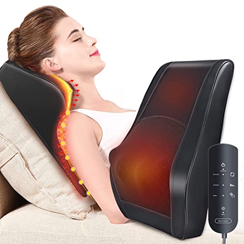 Boriwat Back Massager with Heat, Massagers for Neck and Back, 3D Kneading Massage Pillow for Back, Neck, Shoulder, Leg Pain Relief, Gifts for Men Women Mom Dad, Stress Relax at Home Office and Car