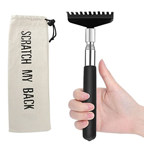 Flanker-L Oversized Portable Extendable Back Scratcher, Upgraded Metal Stainless Steel Telescoping Back Scratcher Tool with Canvas Carrying Bag