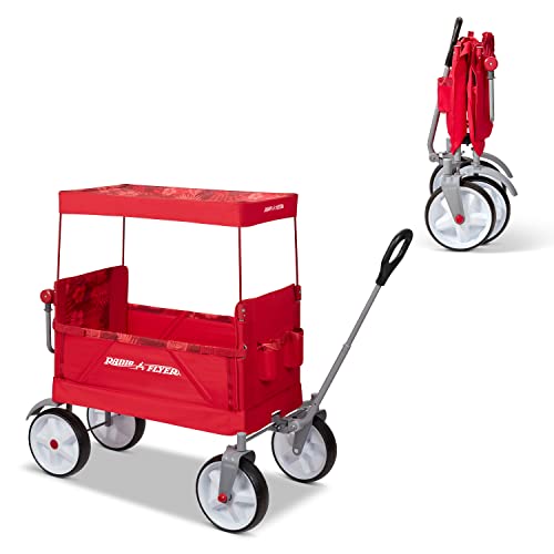 Radio Flyer Beach & Boardwalk Wagon, Folding Beach Cart, Ages 1.5+, Red Beach Wagon