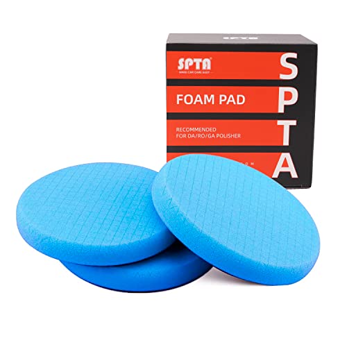 Blue Polish Pad, Buffing Polishing Pads, SPTA 3Pcs 6.5 Inch Face for 6 Inch 150mm Backing Plate Compound Buffing Sponge Pads for Car Buffer Polisher Compounding, Polishing and Waxing -FPTSS6B-3