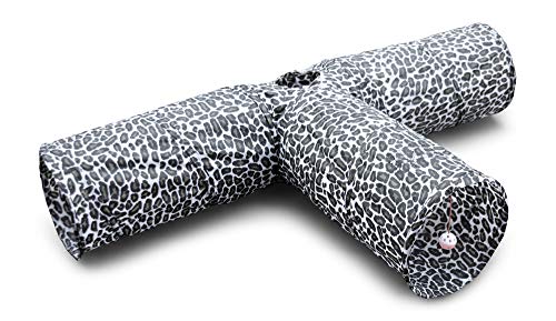 Feline Ruff 3 Way Cat Tunnel. Extra Large 12 Inch Diameter and Extra Long. A Big Collapsible Play Toy. Wide Pet Tunnel Tube for Rabbits, Kittens, Large Cats, and Dogs (Animal Print)