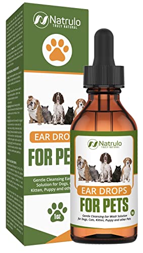 Natural Ear Cleaner for Dogs, Cats, Kitten, Puppy  Gentle Cleansing Ear Wash Solution Mite Infection & Yeast Treatment for Pets  Drying, Healing Medicinal Ear Cleaning Drops Made in USA