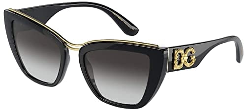 Dolce & Gabbana Women's Round Fashion Sunglasses, Black/Gradient Grey, One Size