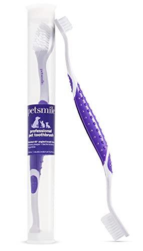 petsmile Professional Dog Toothbrush | Patented 45 Bristles Dual-Ended Dental Brush Head Cleans Teeth for Small and Large Pets | Promotes Healthy Gums and Oral Hygiene | VOHC Approved Brand