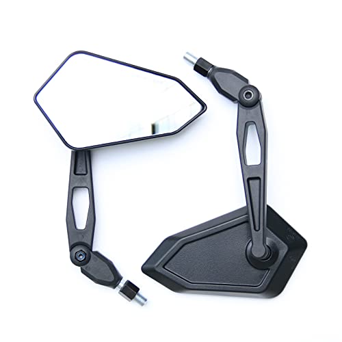 WTZMOTO Motorcycle Side Mirrors Black - Dual Sport Rear View Mirror for M10 Handlebar Compatible with Honda Grom, Shadow, Ruckus, Cafe Racer, Kawasaki, Suzuki, crg, Aprial, Moped, Scooter, Dirt Bike