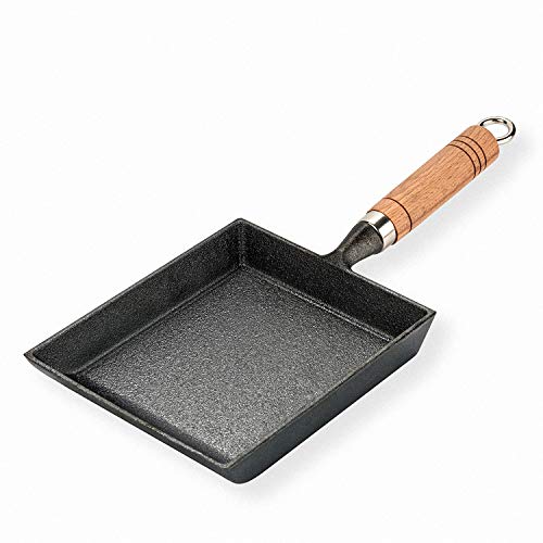 ZOOM.LZ Nonstick Cast Iron Skillet Tamagoyaki Pan Grill Pan Japanese Omelette Egg Pan Cast Iron Skillet Wooden HandleGrill Pan for Stove TopsSmall Cast Iron Skillet Omelet Tamagoyaki Pan