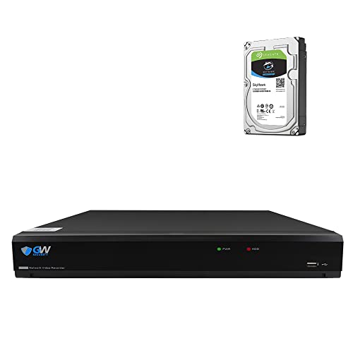 GW Security 16 Channel H.265 4K 2160p HDMI NVR Network Video Recorder, 16CH PoE Port - Compatible with 12MP/ 8MP /5MP 1080P Realtime ONVIF IP Camera (Pre-Installed 4TB HDD, 2X HDD Bay, up to 28TB)