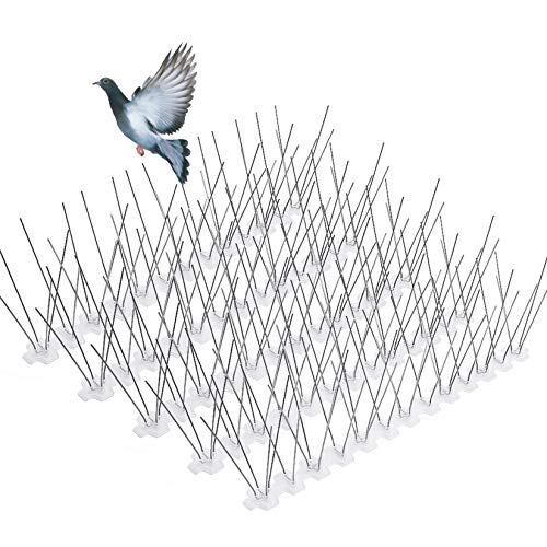 REMIAWY Bird Spikes for Small Birds, 15 Feet Bird Deterrent Spikes Stainless Steel Pigeon Spikes for Fence Roof Mailbox Window (14 Pack)