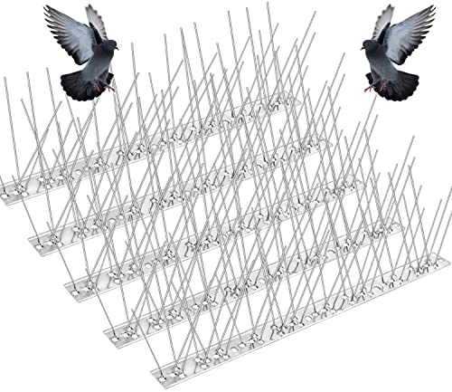 Recie Bird Spikes for Pigeons Small Birds, Premium Stainless Steel Bird Deterrent Spikes, Durable Flexible Anti Bird Spikes to Keep Birds Away Cover 10.8 Feet (10Pack - Unassembled)