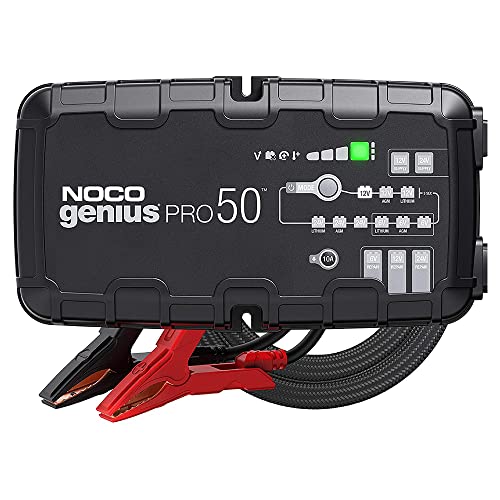 NOCO GENIUSPRO50, 50A Smart Car Battery Charger, 6V, 12V and 24V Portable Automotive Charger, Battery Maintainer, Trickle Charger and Desulfator for AGM, Lithium, Marine, Boat and Deep Cycle Batteries