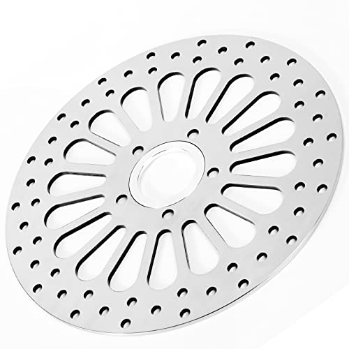 BLCYANUE 11.5''Rear Brake Rotor for Harley Davidson Touring Sportster Dyna and Early Super Glide Softail Great Performance Superior Heat Dissipation Brake part, Mirror-Polished Stainless Steel Rotors