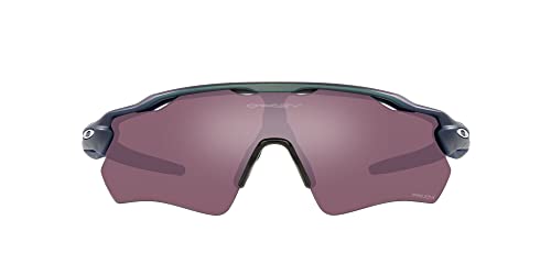Oakley Men's OO9208 Radar Ev Path Rectangular Sunglasses, Matte Silver on Blue Colorshift Fade/Prizm Road Black, 38 mm