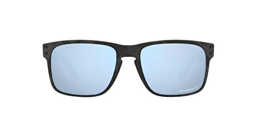 Oakley Men's OO9102 Holbrook Square Sunglasses, Matte Black Camo/Prizm Deep Water Polarized, 57 mm