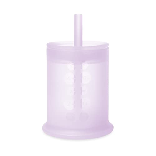 Olababy Silicone Training Cup with Straw Lid | Babies Water Drinking Cup | 6+ Mo Infant To 12-18 Months Toddler | Sippy Cup For Kids & Smoothie Cup | Baby Led Weaning (Lilac, 5 oz)