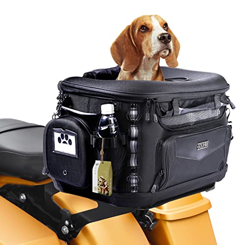 Hutexico Motorcycle Dog Carrier, Portable Pet Carrier Pet Travel Bag Cat Carrier Bag for Harley Street Glide Road King Touring Trike Can Am with Luggage Rack Passenger Seat Load Capacity 20lb (Black)