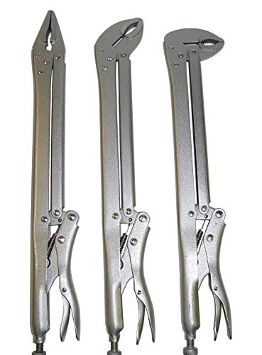 3 PC 15" EXTRA LONG LOCKING PLIERS SET w/Straight, 45 & 90 degree Bent Nose