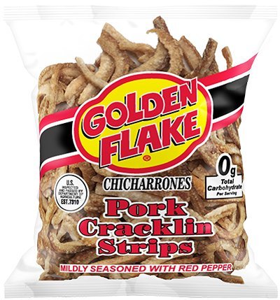Golden Flake Pork Cracklins W/Red Pepper Seasoning 3.50 oz (Pack 4)