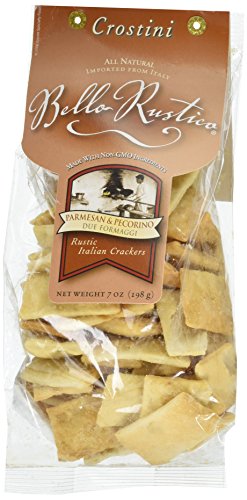 Bello Rustica Crostini, Parmesan & Pecorino Rustic Italian Crackers, 7-Ounce Bags (Pack of 12)