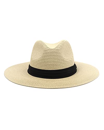 Zylioo Large Head Women's Beach Hats,Men's Straw Panama Hat,Foldable Summer UV Hat,Packable Travel Sun Hats