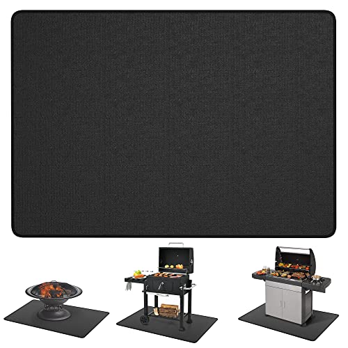 48*30 Under Grill Mats for Outdoor Grill Deck Protector, Double-Sided Fireproof Deck and Patio Protective Mat, BBQ Mat for Under BBQ, Oil-proof Mat for Gas Grills, Waterproof Grill Floor Pads