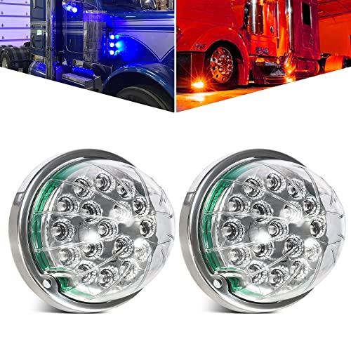 Partsam 2PCS Dual Revolution 17 Led Semi Truck Watermelon Lights Red Stop Turn and Marker to Blue Auxiliary Light Compatible for Freightliner Kenworth Peterbilt