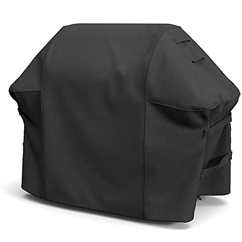 Grill Cover for Weber Genesis 300 Series, Heavy Duty Gas Grill Cover with Double Straps and Built-in Vents, Windproof & Waterproof, 60-Inch, Black