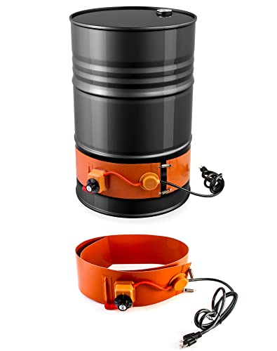 QWORK Drum Heater Barrel Band for 55 Gallon Metal Oil Drum, Industrial-Grade 2Pack 1200W Band Heater - Featuring Temperature Control and Insulation