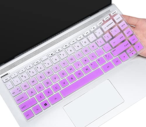 for HP Pavilion X360 14 Keyboard Cover Skin for HP Pavilion x360 14M-BA 14M-CD 14-BF 14-BW 14-cm 14-CF Series 14 Inch Laptop Silicone Keyboard Protector Skin, Gradual Purple (with Squared Keypad)