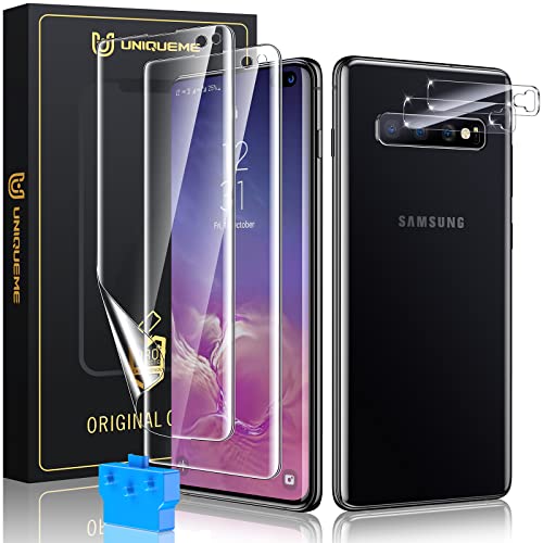 UniqueMe [2+2 Pack] Compatible with Samsung Galaxy S10 Plus Full Coverage Flexible TPU Screen Protector and Camera Lens Protector Not Fit for Samsung S10 