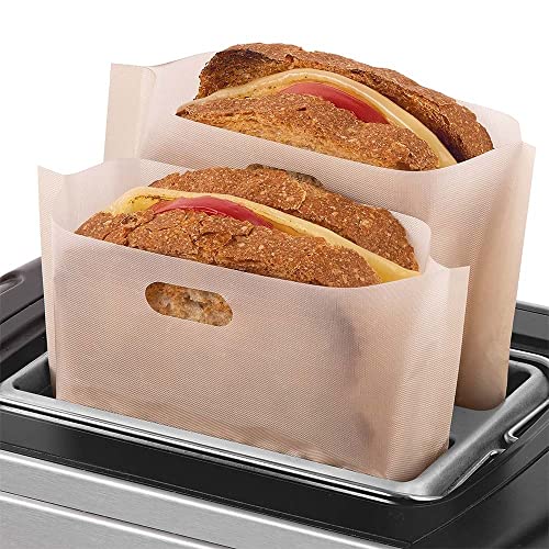 Zulay Kitchen 10 Pack Reusable Toaster Bags For Grilled Cheese Sandwiches - Non Stick Grilled Cheese Toaster Bags Reusable - Reusable Toaster Bags For Burgers, Pizza, Garlic Bread, Panini
