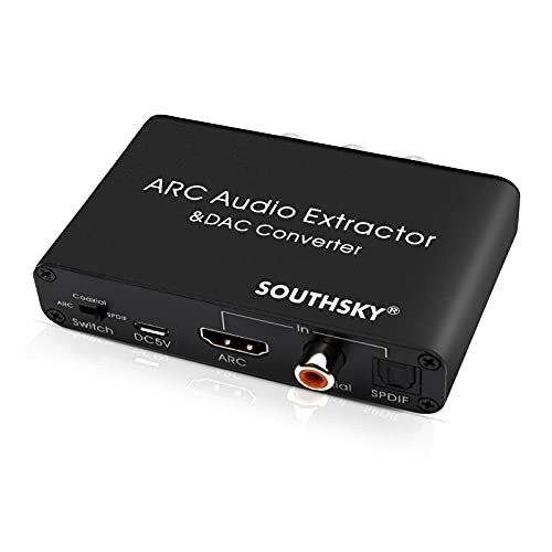 SOUTHSKY 192KHz DAC Converter,HDMI ARC Audio Extractor to SPDIF Coaxial 3.5mm L/R Soundbar,Digital to Analog L/R RCA Adapter,CEC Volume Control