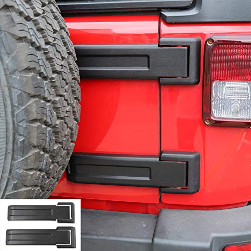 RT-TCZ Tailgate Hinge Cover Spare Tire Rear Original Style Door Hinge Liftgate Trim 2007-2017 for Jeep Wrangler JK & Unlimited (Original Black,2-Pack)