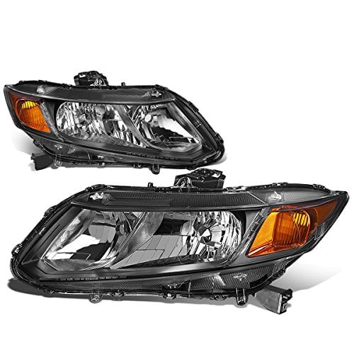 Factory Style Headlights Assembly Compatible with Honda Civic Sedan 12-15 Coupe 12-13, Driver and Passenger Side, Black Housing